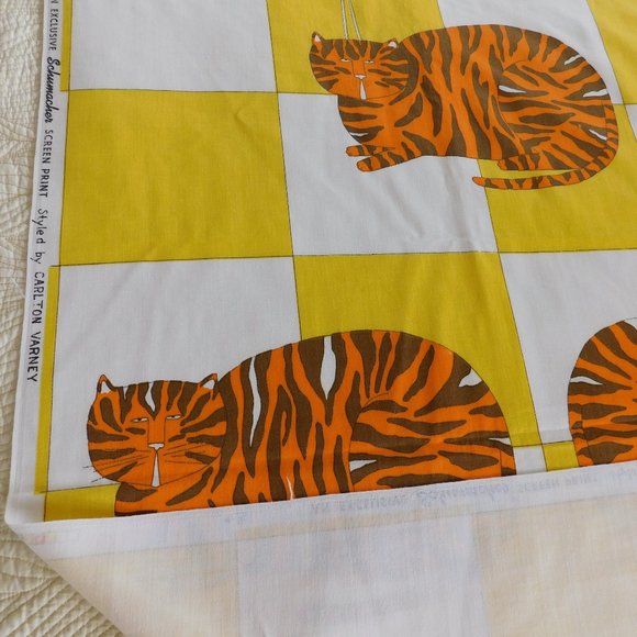 VTG Fat Cat Carleton Varney fabric Schumacher tabby kitty decorator material 1yd - Picture 11 of 15